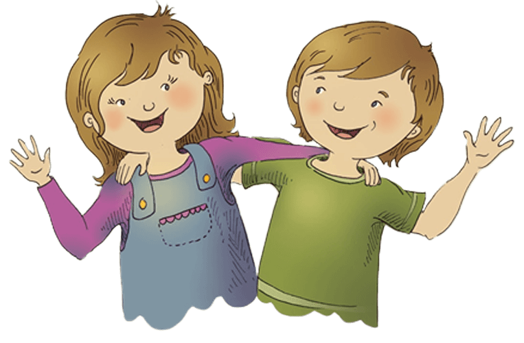 cartoon drawing of two children